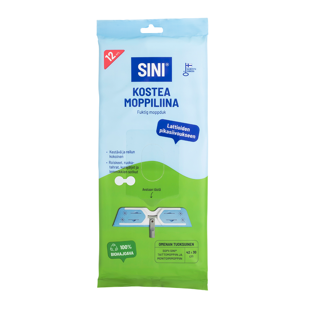 Fuktig moppduk, äppledoft, 12-pack